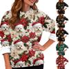 Women's Fashion Casual Long Sleeve Christmas Printed Round Neck Top Sweatshirt