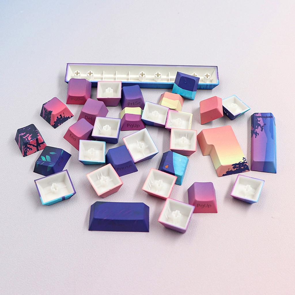 Колпачки для клавиш DoubleShots PBT с подсветкой 124 Purple Dreamland Dye-Sub с боковой гравировкой для механической клавиатуры 68/84/104