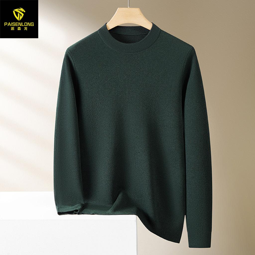 Autumn And Winter Round Neck Pullover Middle-Aged Men'S Wool Sweater Thickened And Warm Versatile Men'S Sweater Slim Base
