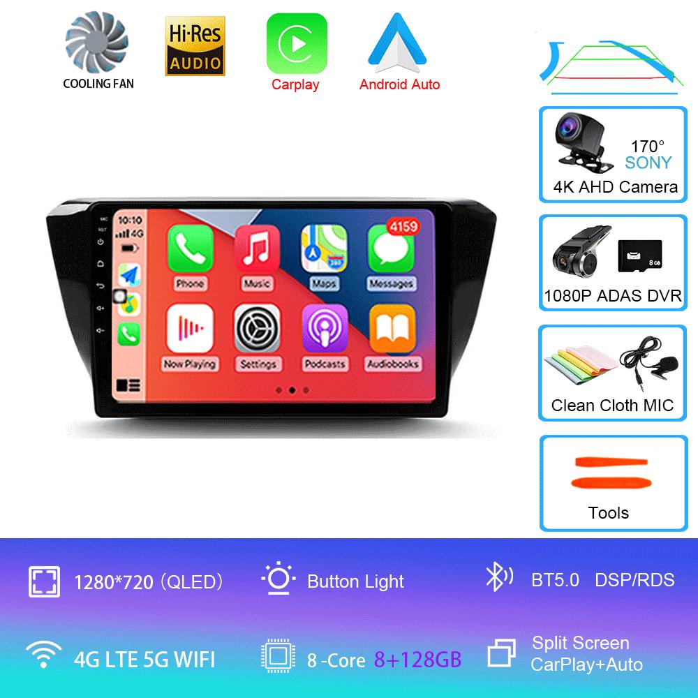 Автомагнитола Android 14 Carplay Auto Для Skoda Superb 3 2015 - 2019 WIFI+4G GPS Мультимедиа 2 DIN Стерео Головное устройство BT Плеер Видео