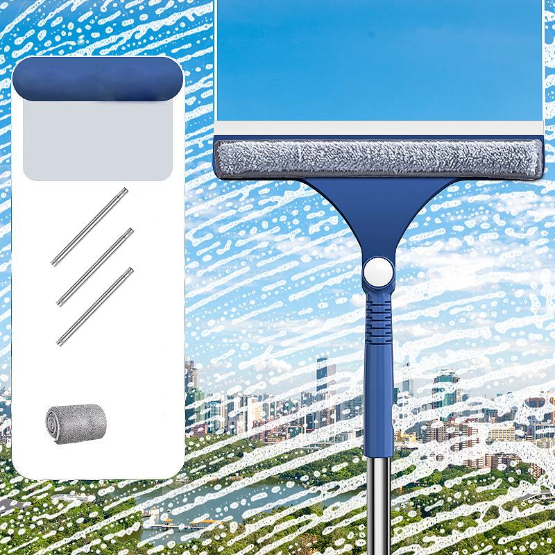 2 In 1 Window Mesh Screen Brush Window Cleaner Magic Broom Wiper Telescopic Long Handle Window Mop Squeegee Wiper Cleaning Tool