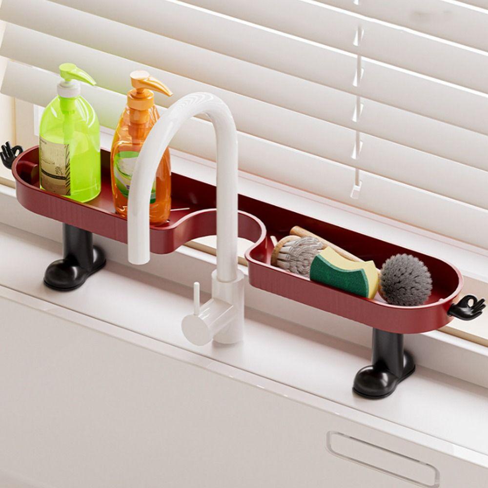 with Hook Faucet Sink Shelf Removable Sink Drying Rack Fashion Faucet Drain Organizer Bathroom
