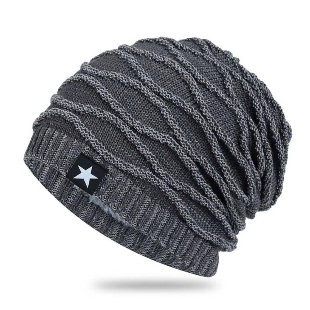 Thickened Fleece Pile Cap Windproof Hood Cap Casual Beanies Hat  Men