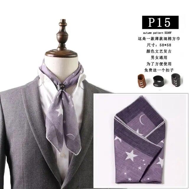Cotton and Linen Men's Artistic Retro Scarf Korean Spring Autumn Winter Scarf Hip Hop Street Style Scarf Small Square Towel