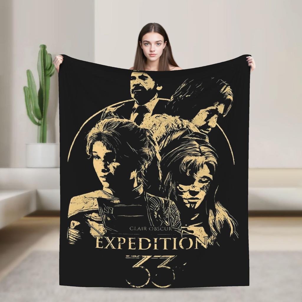 Clair Obscur Expedition 33 Esquie Knitted Fashion Blanket Funny Quotes Flannel Throw Fashion Blankets Rug Piece Ultra-Soft Bedspread Portabl