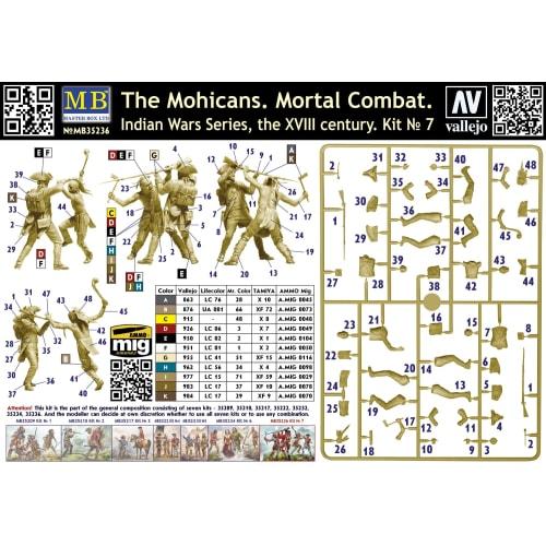 Master Box 1/35 Scale Indian Series No. 7 Mohawk and British Soldiers, 18th Century, 4-Piece Plastic Model Kit (MB35236)