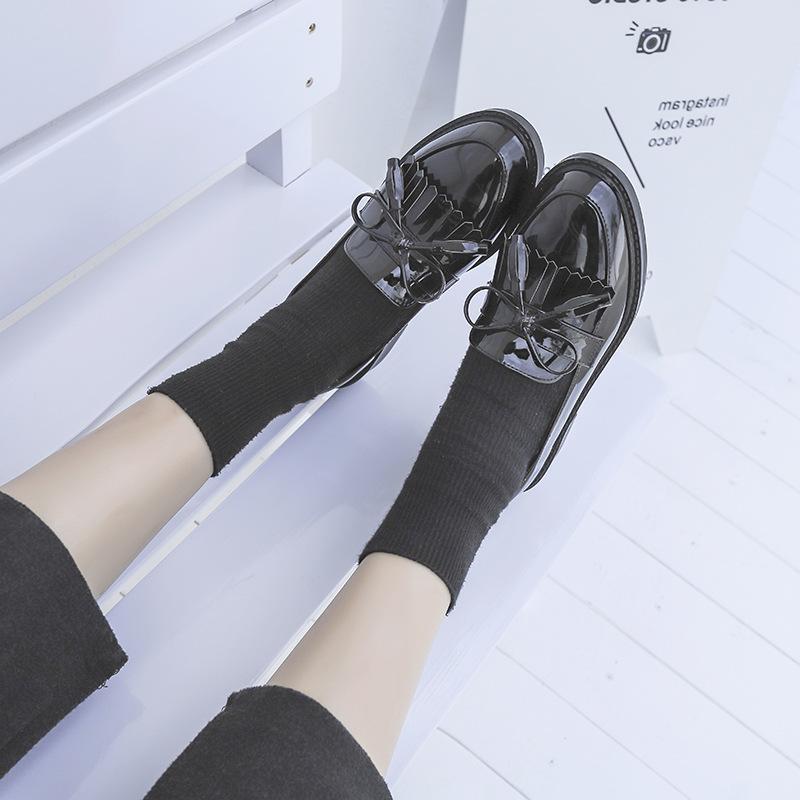 Туфли на плоской подошве, маленькие кожаные туфли, осенние черные на одной педали