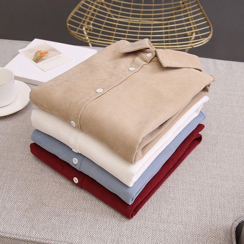 Модная и шикарная белая блузка, свободная и удобная рубашка однотонного цвета в корейском стиле для женщин, подходит для весны и осени.