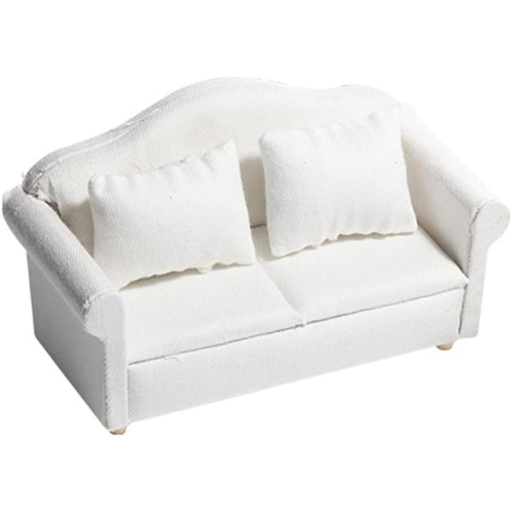 Мини-диваны Кукольный домик Диван Миниатюрная мебель Белый Декор Реквизит для фотографий Модель дивана для мини-дивана Мебель Мини-мебель Мини-диван Деревянный набор