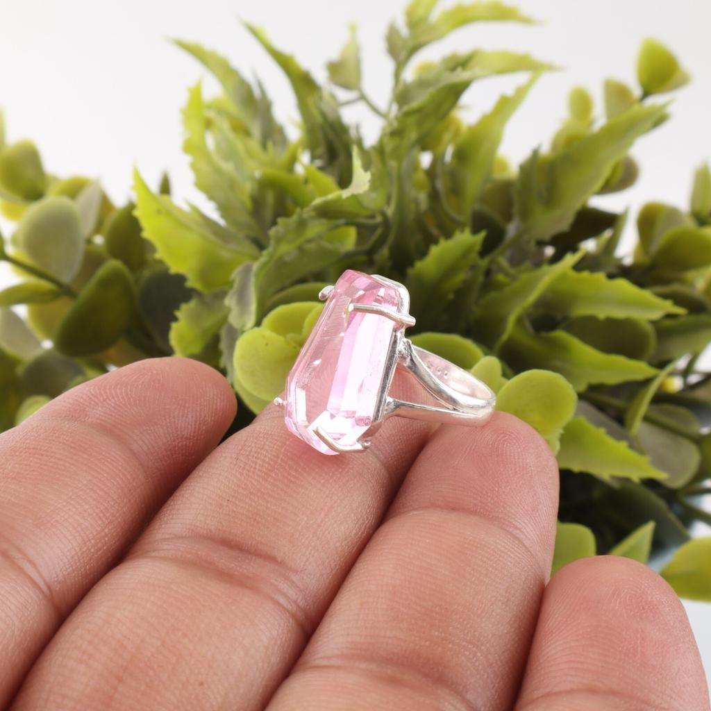 Morganite Gemstone 925 Sterling Silver Jewelry Handcrafted Ring Gift For Friend RR-40-12
