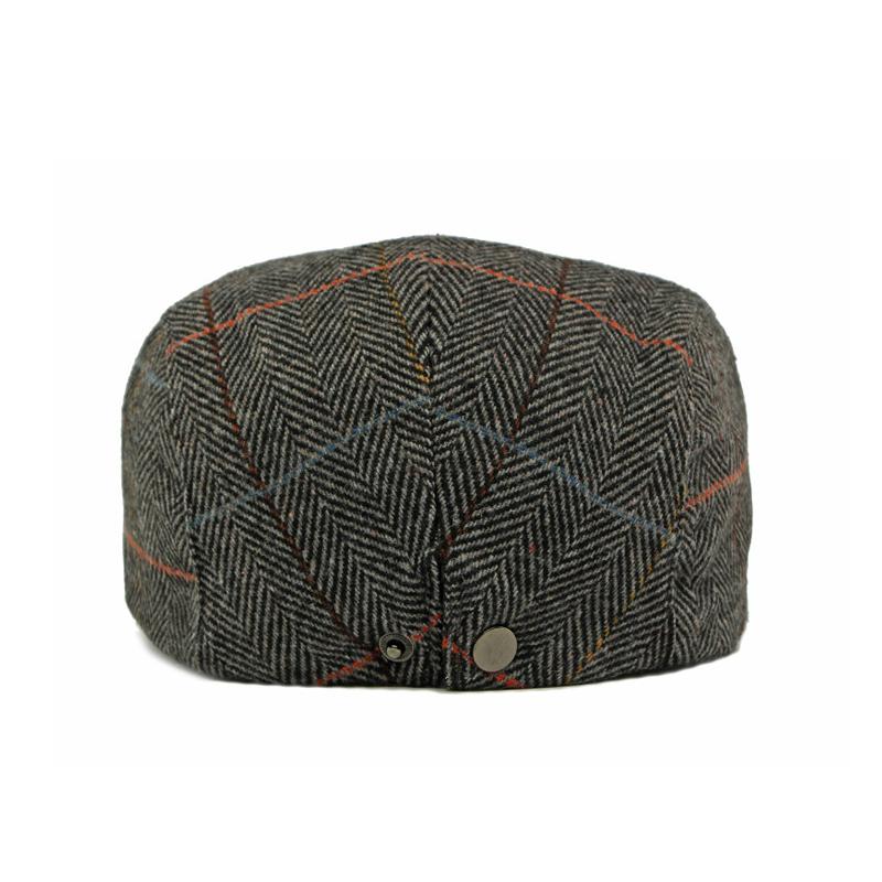 Осенне-зимняя мужская шляпа, шерстяная кепка с козырьком для мужчин среднего возраста, британский винтажный берет в клетку