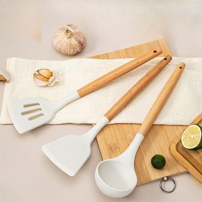Силиконовые кухонные принадлежности с деревянной ручкой Набор кухонной утвари Антипригарная кастрюля с деревянной ручкой Силиконовые кухонные аксессуары Набор кастрюль для готовки