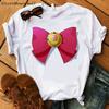 Sailor Moon Logo T -Shirt Women Harajuku Cartoon Print Tshirt Aesthetic Kawaii 90s T -Shirt Female