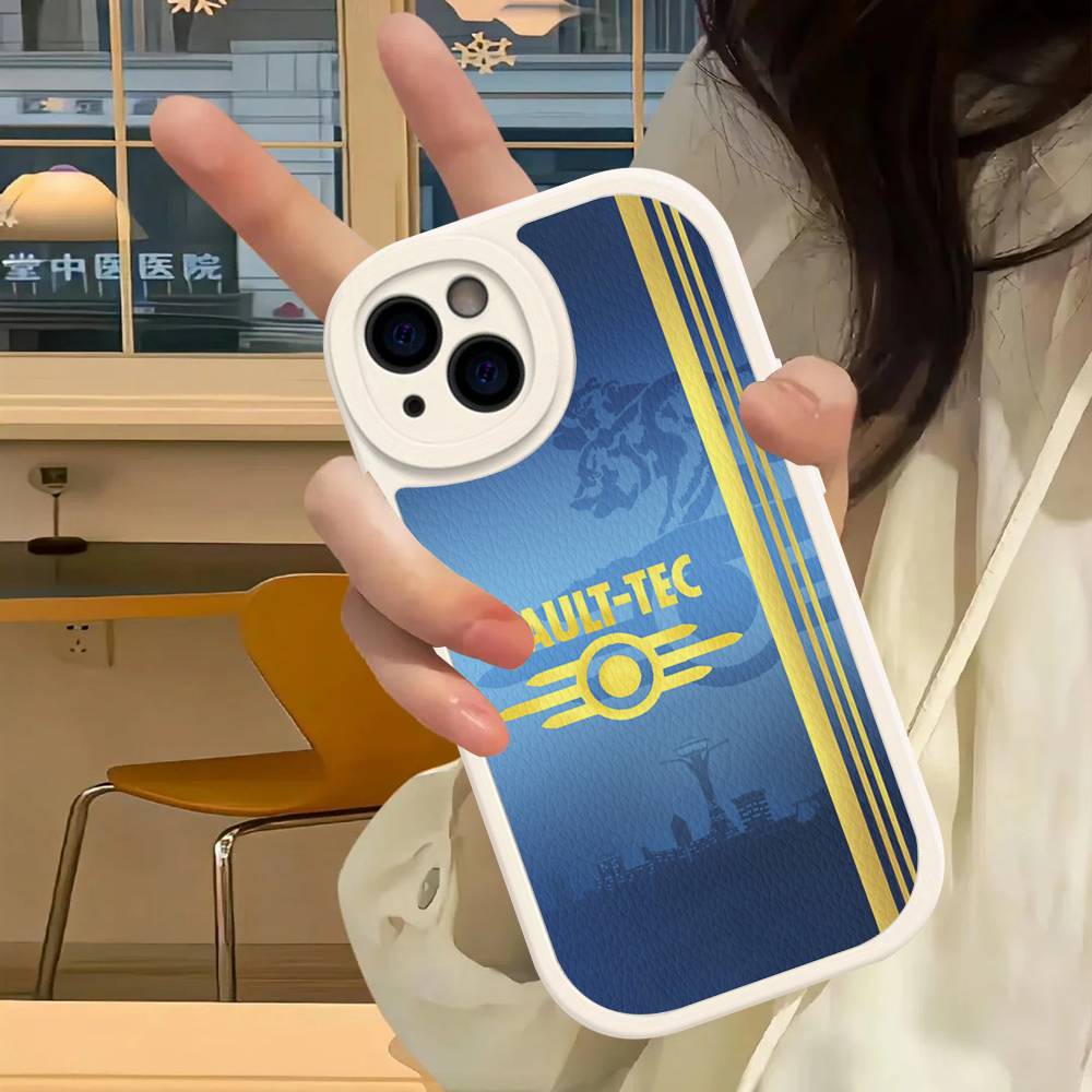Чехол для телефона V-Vault-Tec F-Fallout Logo, Твердая кожа, Для IPhone 16 15 14 13 Mini 11 12 Pro Max Plus, Fundas