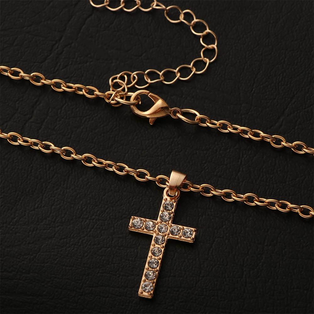 Gift Rhinestone Choker Zinc Zinc Alloy Cross Cross Necklaces Clavicle Chains Korean Style Women Necklaces