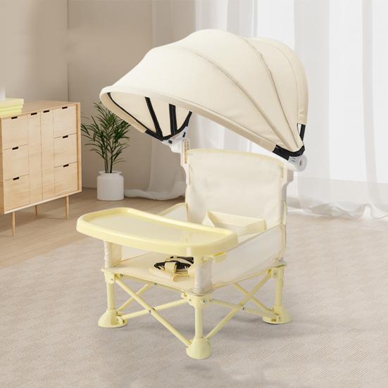 Portable Baby High Chair Folding Toddler Camping Chair Dining Seat Adjustable Safety Belt Multifunctional Booster Seat with Removable Tray
