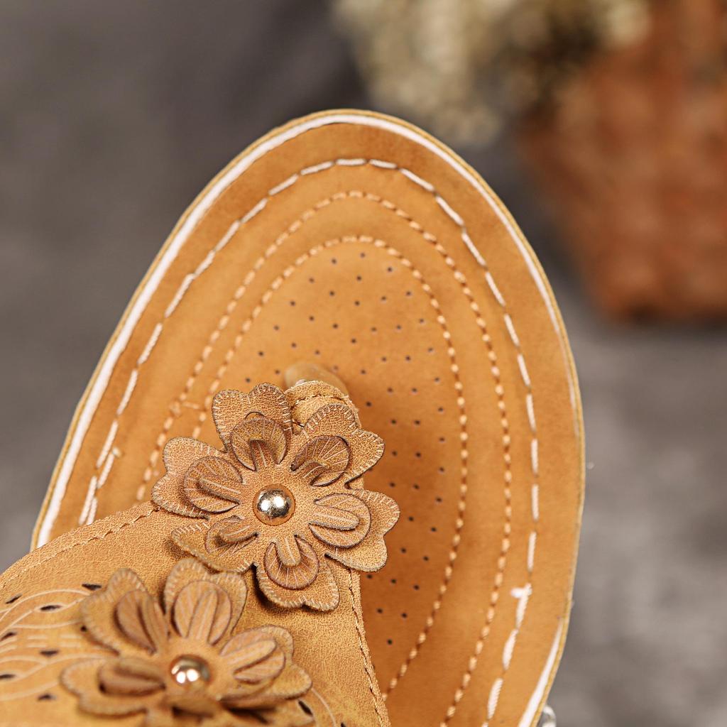 Летние женские повседневные тапочки с цветочным принтом и маффином, большие повседневные женские сандалии