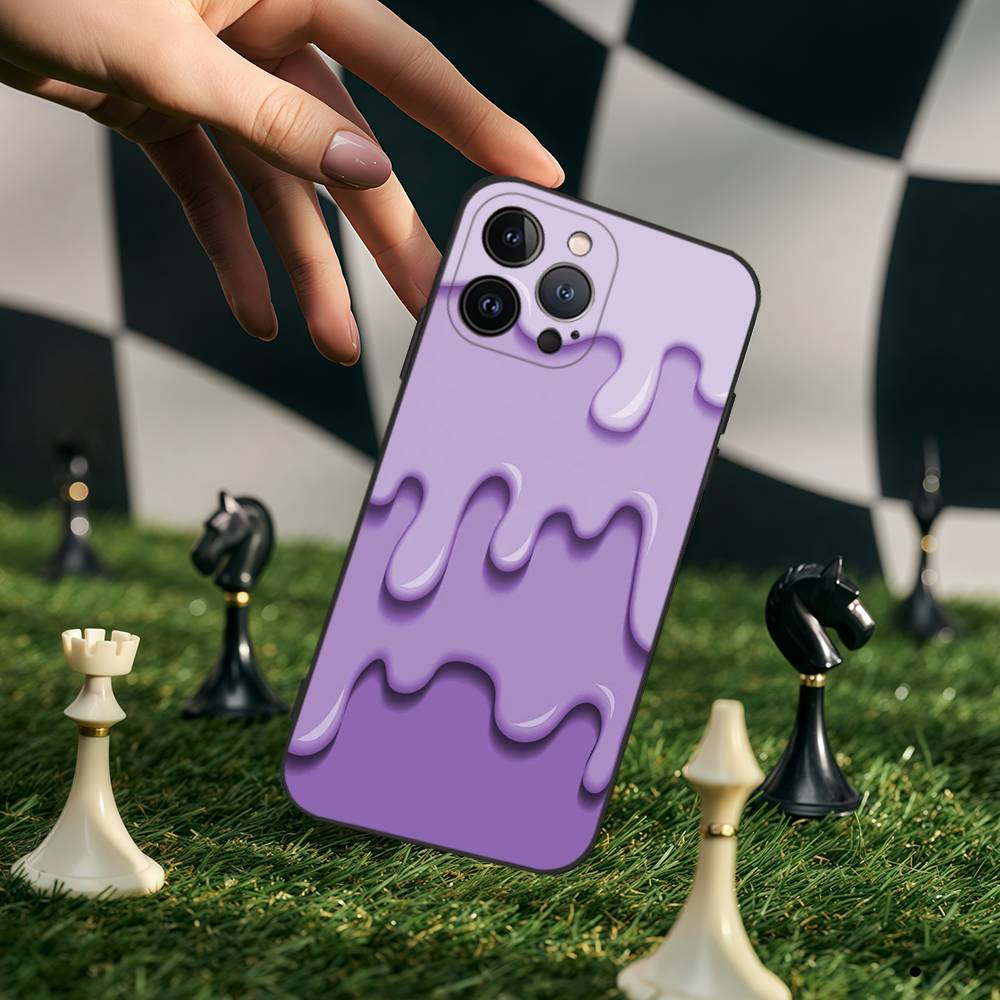 Фиолетовый Жидкий Капающий Квадратный Матовый Силиконовый Чехол Для Iphone17 Air 16 15 14 13 12 11 Pro Max Plus Матовый Базовый Чехол