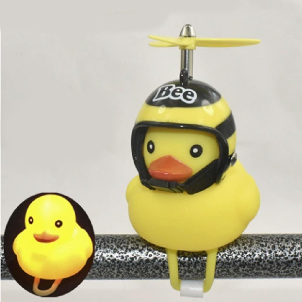 Звонок на руль утка велосипедный звонок со светодиодной подсветкой шлем и пропеллер желтая утка универсальные украшения для велосипеда аксессуары