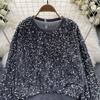 Осенне-зимний новый дизайн Sense с тяжелыми пайетками Magnanimous Fashion Light Luxury Senior Sense Sweater