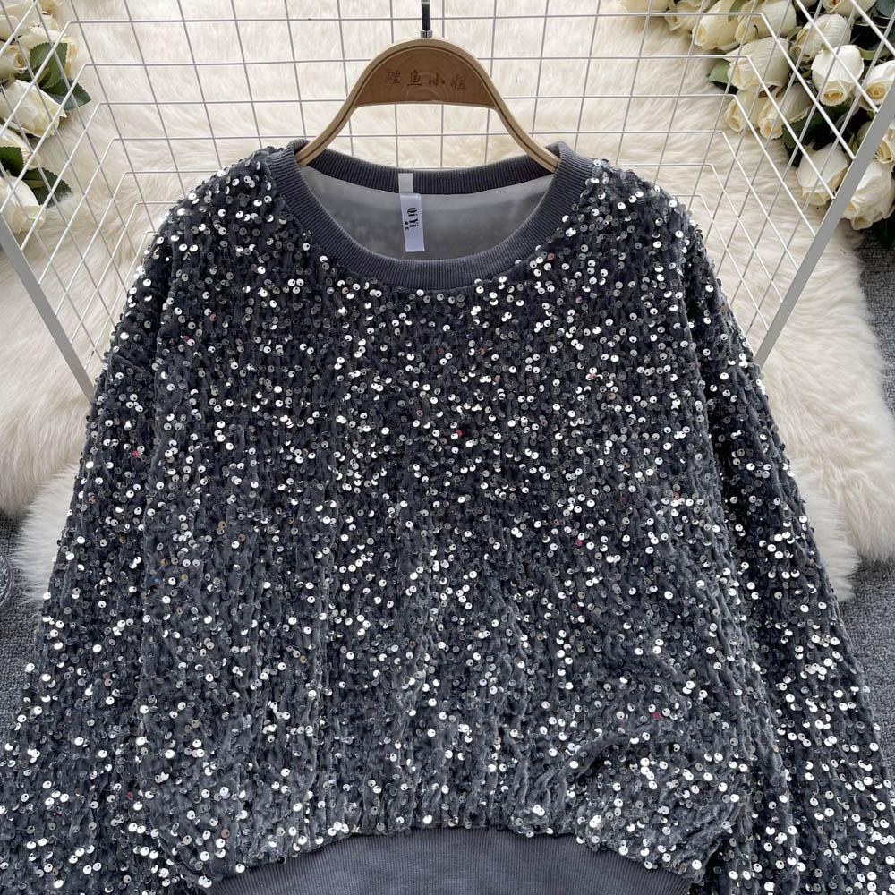 Осенне-зимний новый дизайн Sense с тяжелыми пайетками Magnanimous Fashion Light Luxury Senior Sense Sweater