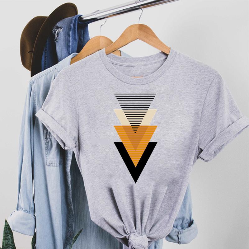 Милая футболка с акварельным геометрическим рисунком 90-х годов, модная футболка, стиль одежды, тренд, повседневная женская футболка с коротким рукавом и принтом, женская футболка с рисунком