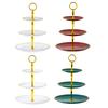 3-х уровневая подставка для кексов, чашка с золотыми краями, чашка для торта, десертная башня, пластиковый многоуровневый поднос, металлический стержень, украшение для детского душа, свадьбы, дня рождения