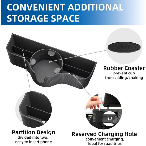 3-In-1 Car Headrest Backseat Organizer With 3.7" Backseat Cup Holder For Car, Seat Back Organizer With Hooks