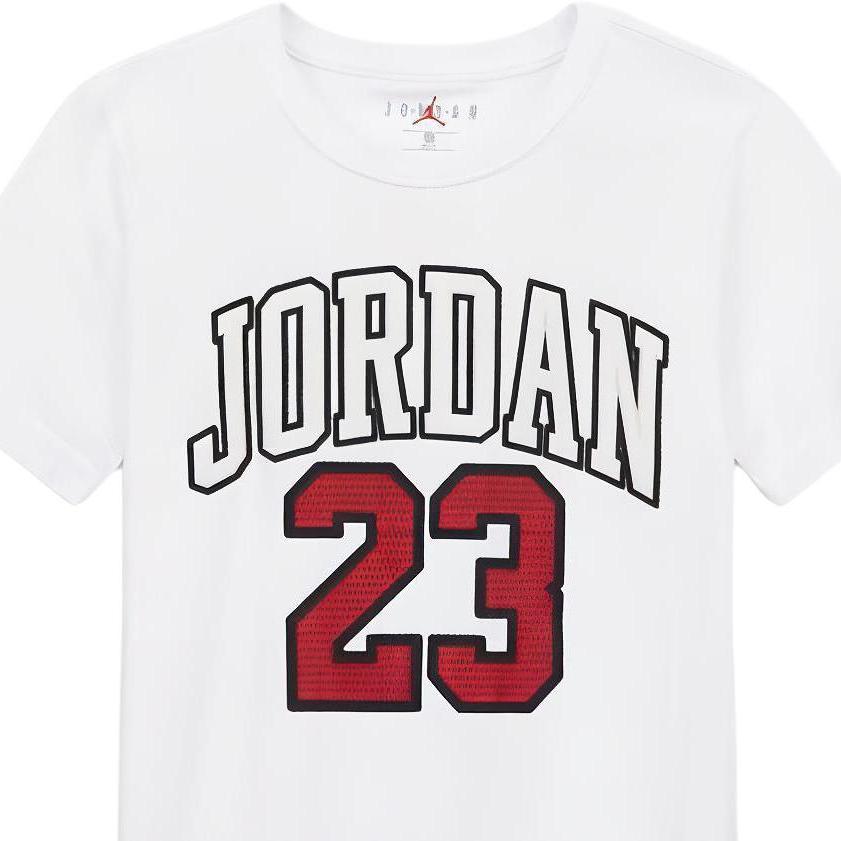 Jordan Футболка с буквенным принтом, спортивная, повседневная, с коротким рукавом, детская, белая DB7394-100