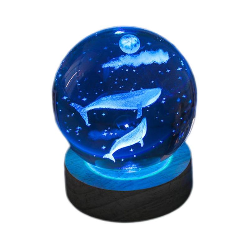 Luminous 3D Crystal Ball Night Light - Engraved Glass Room Ornament, Perfect Birthday Gift for Girls