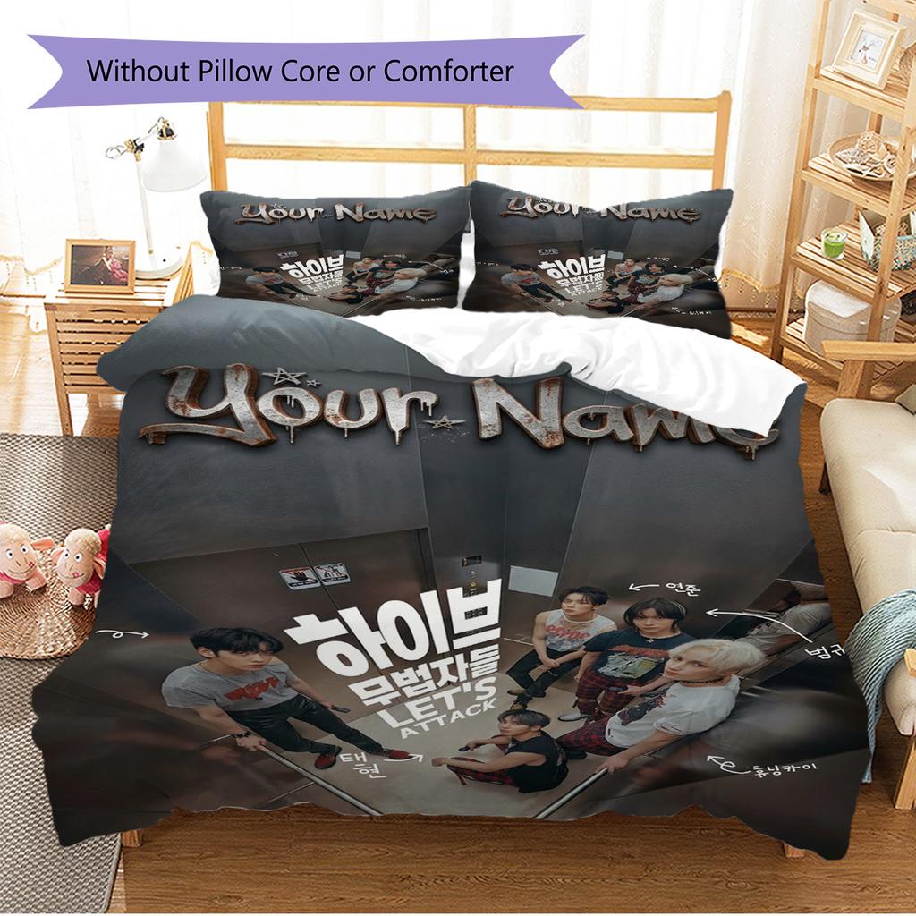 Name Custom TXT Poster Pattern Bedding Set Quilt Cover Pillowcase Home Decor Gift (1 * duvet cover + 2 * pillowcase, without core)