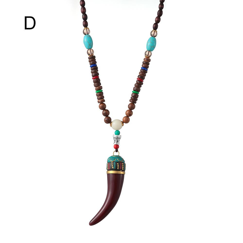 Этнические украшения ручной работы в стиле бохо для вечеринки, буддийские деревянные бусины Мала, ожерелье из непальского рога с подвеской в виде рыбы