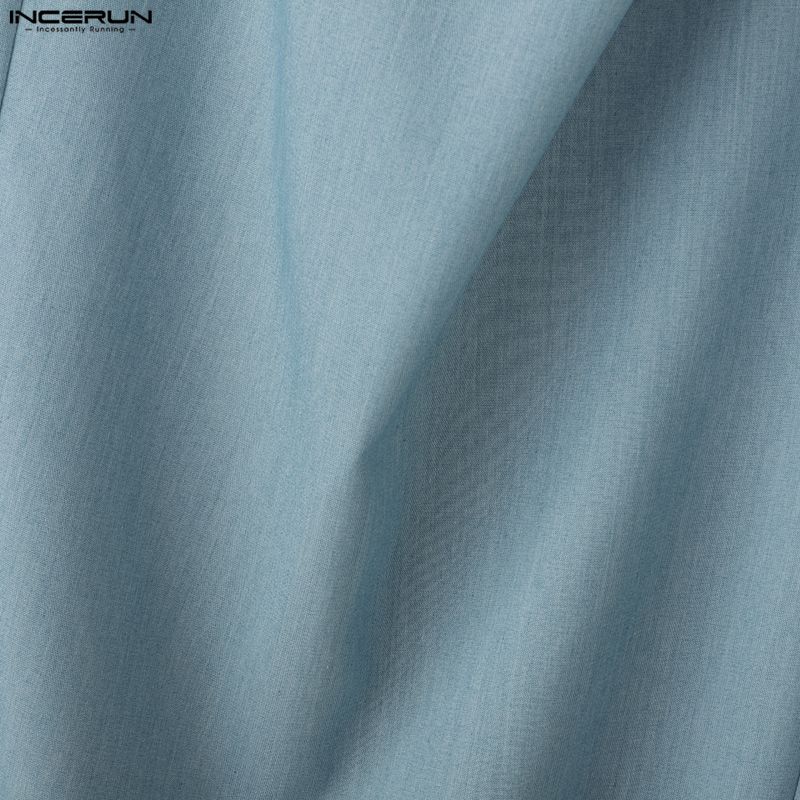 INCERUN Мужские повседневные брюки на шнуровке с запахом на талии, длинные брюки широкого кроя