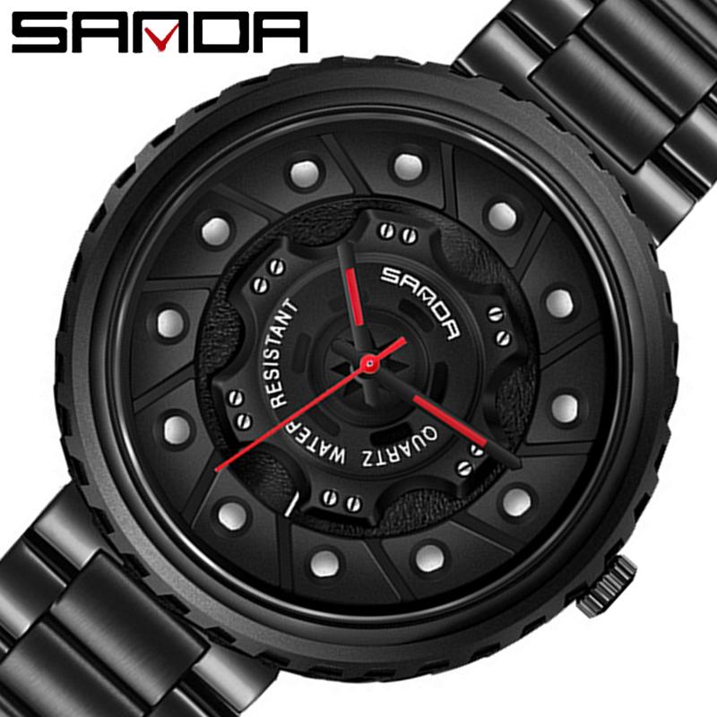 Мужские часы SANDA со стальным ремнем, деловые кварцевые часы с большим циферблатом, модные индивидуальные модные часы