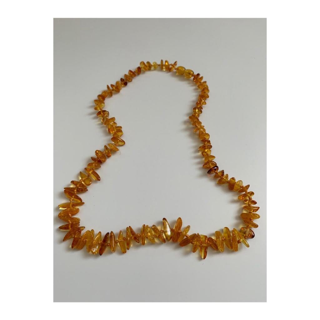 Ожерелье лимонного цвета с янтарем для взрослых 50 см