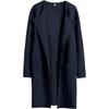 Womens Oversized Wool Blend Coat Longline Casual Outerwear With Notched Collar Pure Color