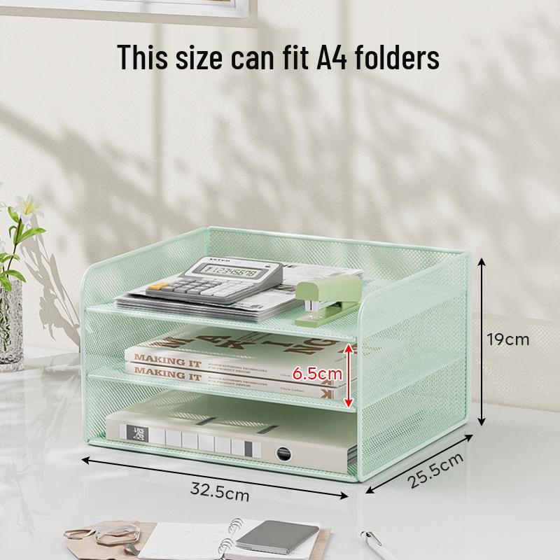 Metal Desktop File Organizer: Office Folder Storage & Bookend Rack