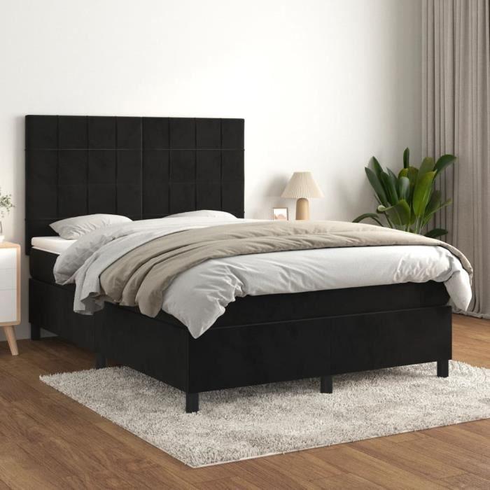 3143027 vidaXL Divan Bed with Mattress Black 140x200 Cm Velvet