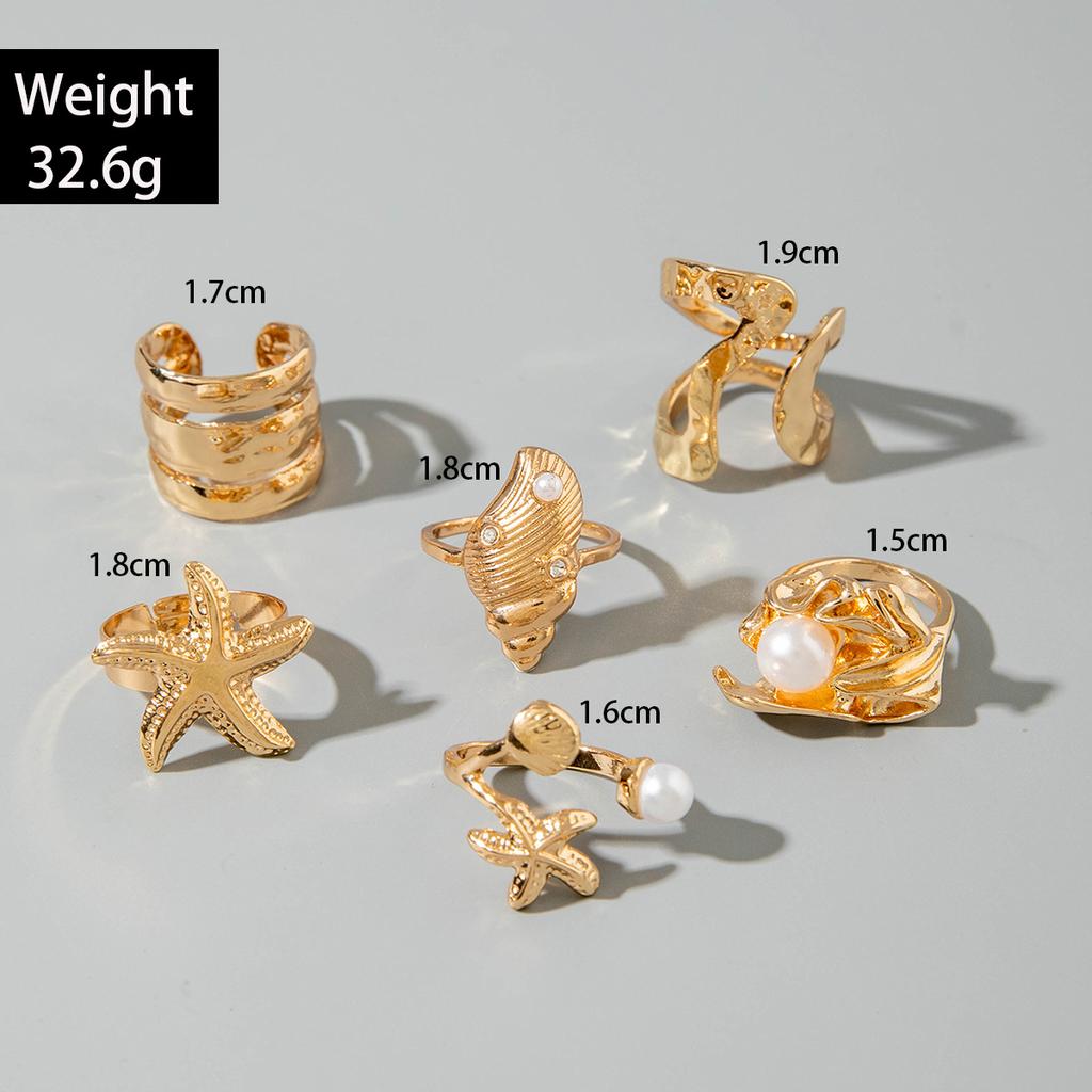 European and American Bohemian Personality Starfish Ring Set Geometric Hollow Sunflower Ring Ring Woman