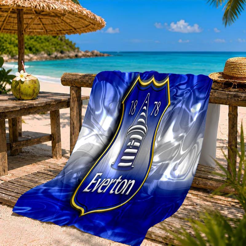 Everton Football Club Crest Beach Towel Microfiber Beach Towel, Lightweight and Quick-Dry, for Summer Travel, Swimming Pool Fan Birthday Gift