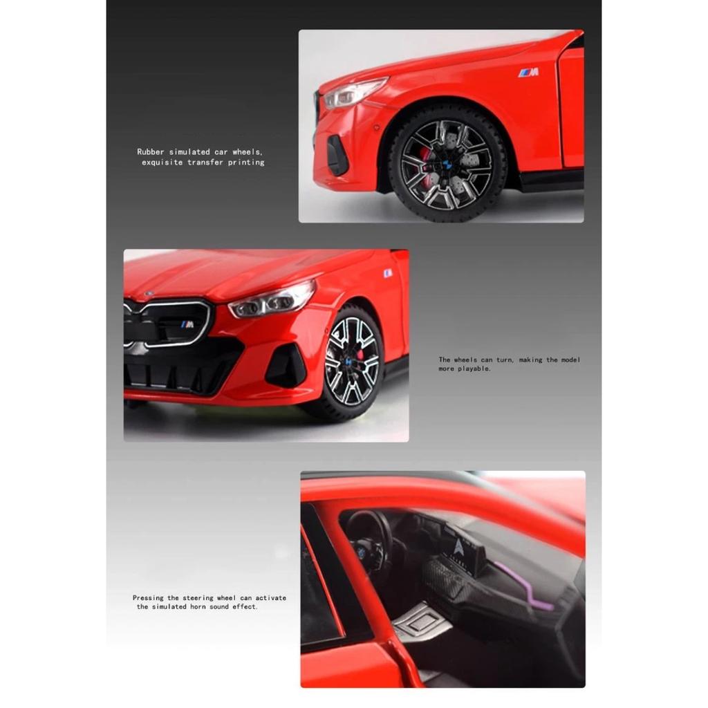 1/24 BMW I5 M60 литой спортивный автомобиль модель литой металлический лимузин чисто электрические транспортные средства модель автомобиля имитация звука свет детский подарок