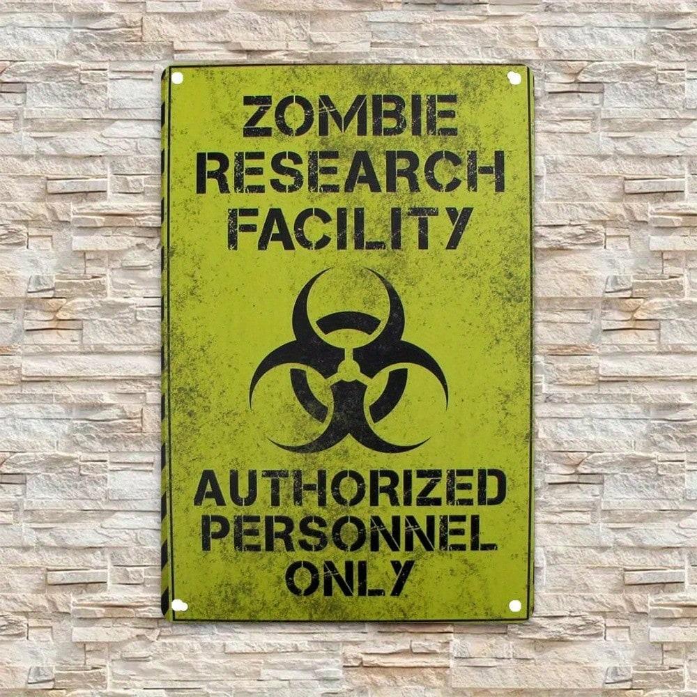 Винтажная металлическая жестяная табличка Biohazard Предупреждение о зомби Ретро настенное искусство 8x12 дюймов