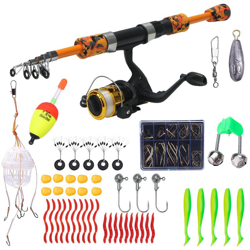 FTK Набор удочек и катушек, набор мужских телескопических удочек, складной портативный стартер для рыболовных снастей, компактные дорожные удочки