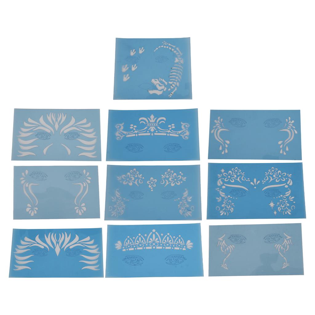 10 листов трафарета для нанесения краски на лицо PET праздничный шаблон для макияжа на Хэллоуин для сценического выступления