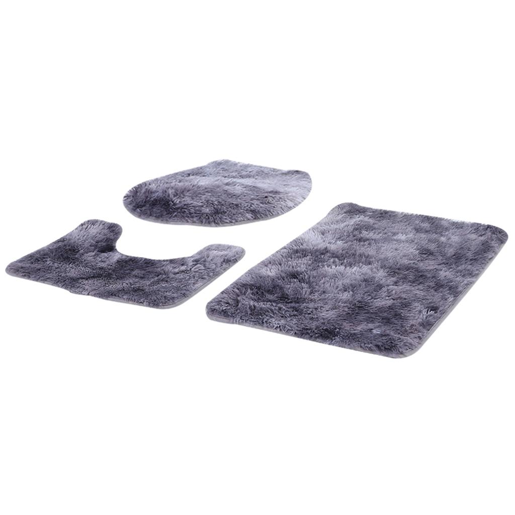 Комплект из 3 ковриков для ванной комнаты, мягкий нескользящий коврик для крышки унитаза, контурный коврик для украшения дома, фиолетовый