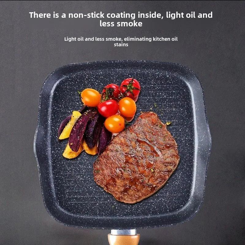 Steak frying pan medical stone pan non-stick household pancake induction cooker universal layer cake pan non-stick