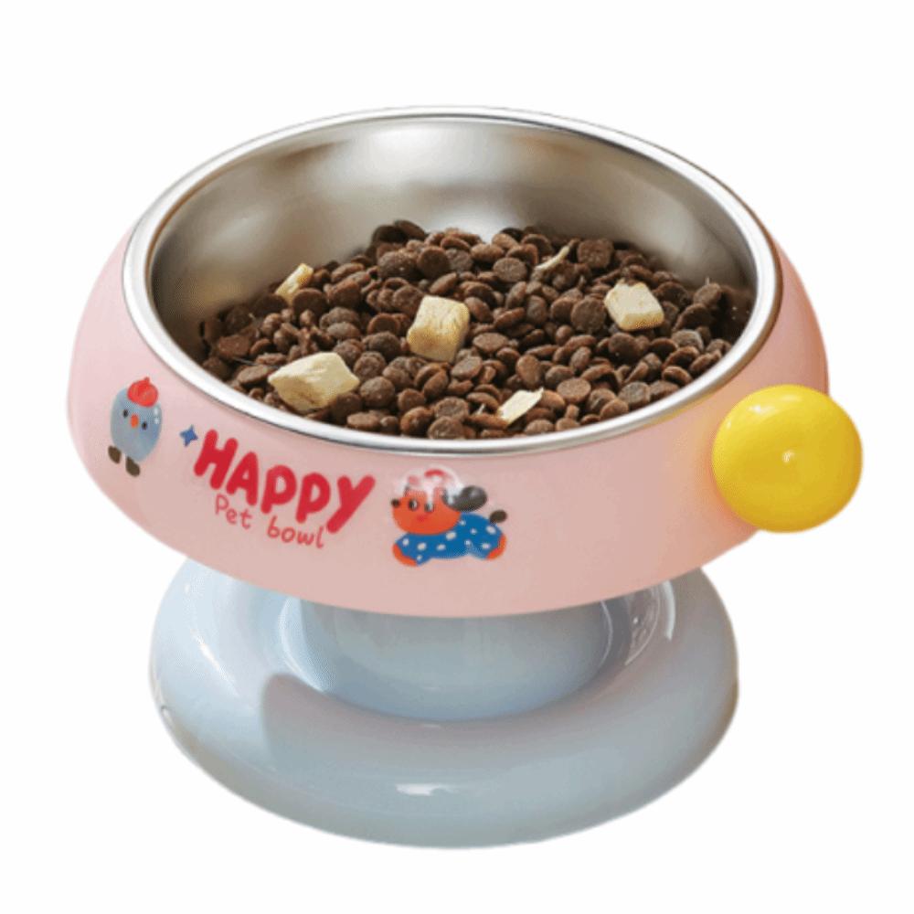 Stainless Steel Pet High Footed Bowl Cartoon Anti Slip Cat Bowl Large Capacity Anti Vomiting Elevated Pet Feeder Bowl