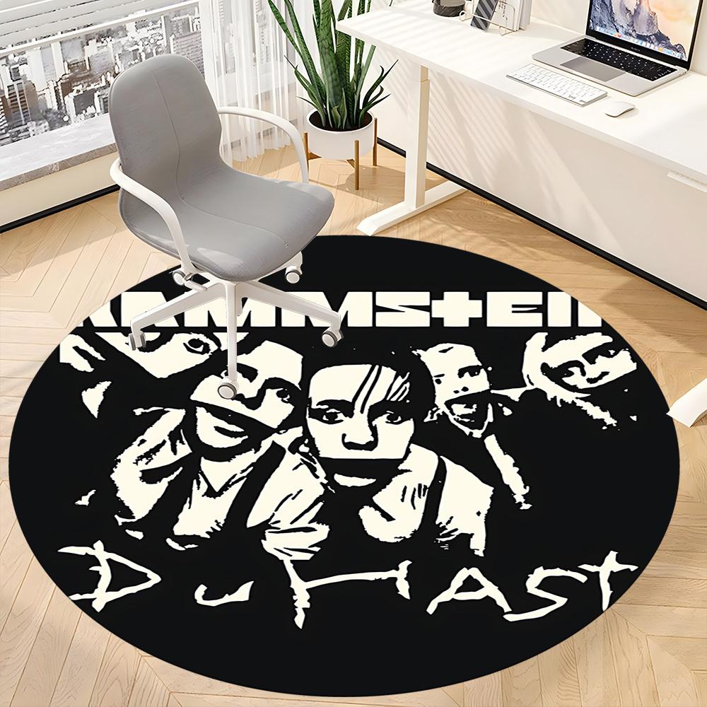 1 шт. Круглый ковер Rammstein Music Office, Коврик для помещений, Подходит для офиса, Под офисные стулья, Спальни, Гостиной, Домашний декор, Декор комнаты