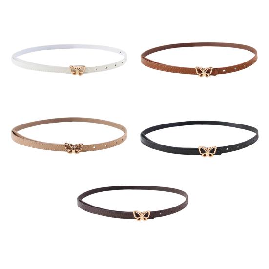 Металлические бабочки Пряжка Ремень Искусственная кожа Женский ремень Универсальный Однотонный Пояс для талии Платье Рубашка Топы Пояс