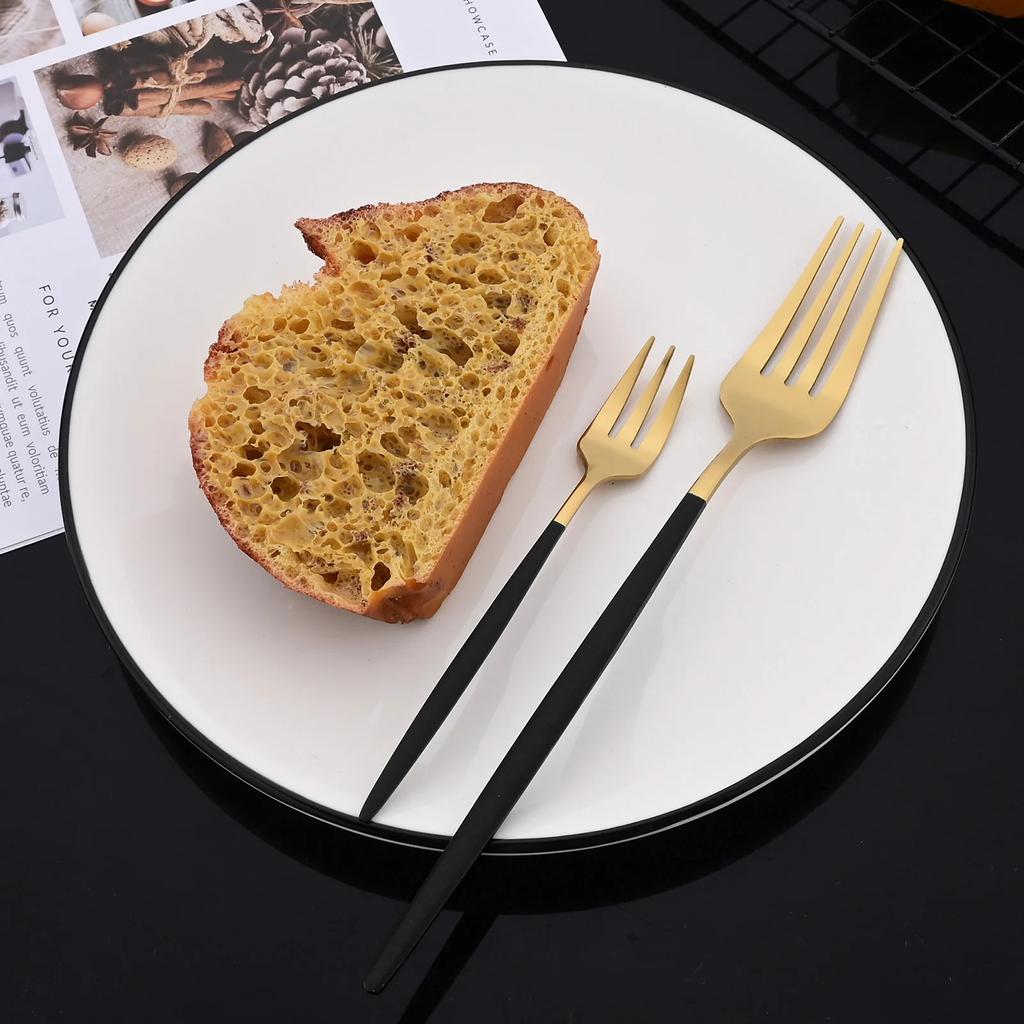 Черный Золотой Набор Столовых Приборов 20 Предметов Столовый Нож Из Нержавеющей Стали Вилка Для Фруктов Ложка Набор Столовых Приборов Кухонная Посуда Набор Столовых Приборов